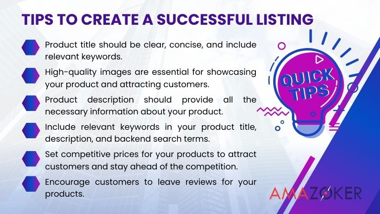 Here are a few suggestions to assist you in crafting a successful listing