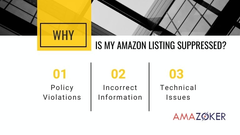 Three reasons of  Amazon suppressed listing